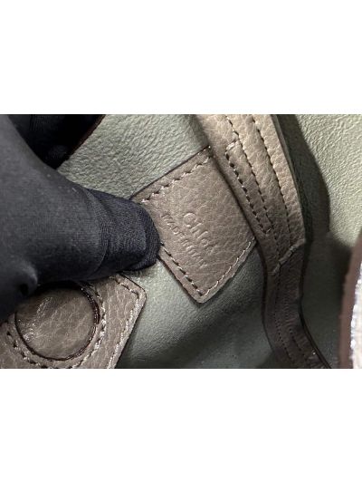 Chloe Small Spin Tote Bag Gray Grained Calfskin Leather - Detail view 9