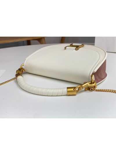 Chloe Small White Leather Marcie Chain Top Handle Flap Shoulder Bag - Detail view 4