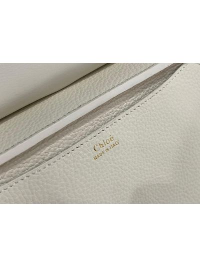 Chloe Small White Leather Marcie Chain Top Handle Flap Shoulder Bag - Detail view 9