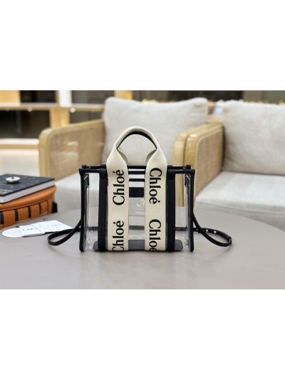 Chloe Small Woody Jelly Tote Shoulder Crossbody Bag Black - Main view