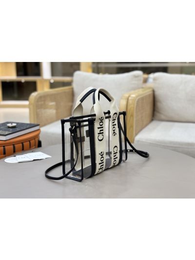 Chloe Small Woody Jelly Tote Shoulder Crossbody Bag Black - Detail view 2