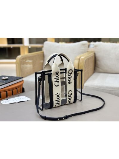 Chloe Small Woody Jelly Tote Shoulder Crossbody Bag Black - Detail view 3