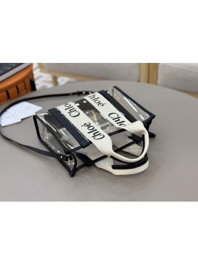 Chloe Small Woody Jelly Tote Shoulder Crossbody Bag Black - Detail view 5