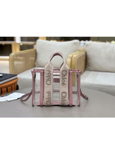Chloe Small Woody Jelly Tote Shoulder Crossbody Bag Pink - Main view