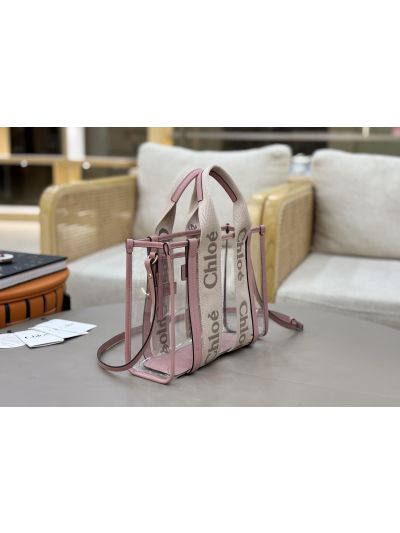 Chloe Small Woody Jelly Tote Shoulder Crossbody Bag Pink - Detail view 2