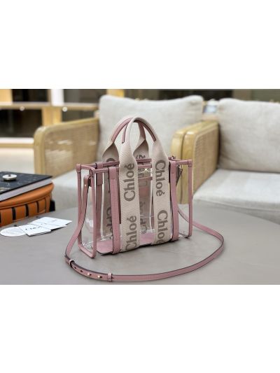 Chloe Small Woody Jelly Tote Shoulder Crossbody Bag Pink - Detail view 3