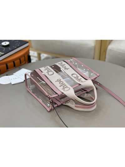 Chloe Small Woody Jelly Tote Shoulder Crossbody Bag Pink - Detail view 5