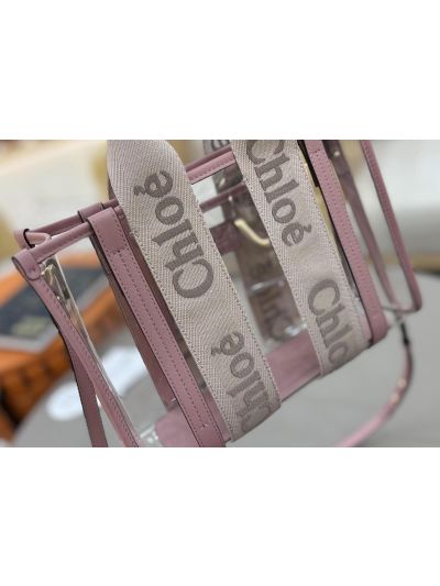 Chloe Small Woody Jelly Tote Shoulder Crossbody Bag Pink - Detail view 6