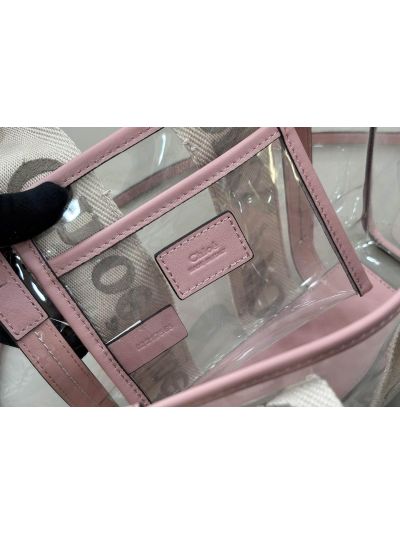 Chloe Small Woody Jelly Tote Shoulder Crossbody Bag Pink - Detail view 9