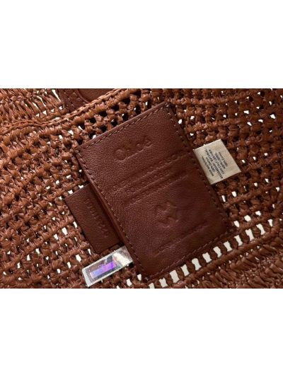 Chloe Summer Banana Raffia Hobo Shoulder Bag Brown - Detail view 9