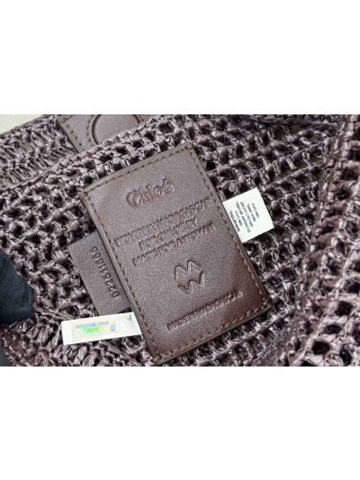 Chloe Summer Banana Raffia Hobo Shoulder Bag Dark Purple - Detail view 8