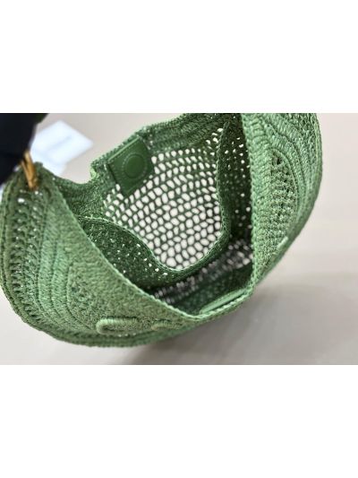 Chloe Summer Banana Raffia Hobo Shoulder Bag Green - Detail view 8