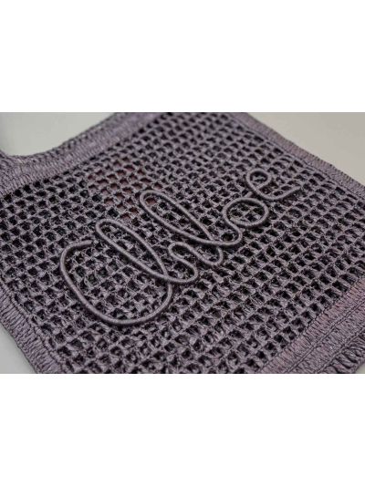 Chloe Summer Banana Tote Shoulder Bag Dark Purple Raffia and Calfskin - Detail view 6