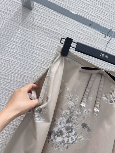 Dior A-Line Belted Skirt in Beige