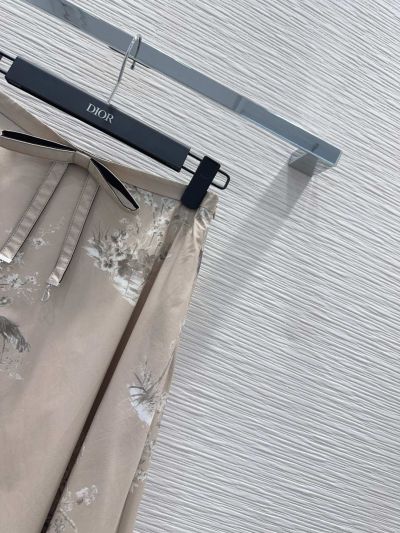 Dior A-Line Belted Skirt in Beige