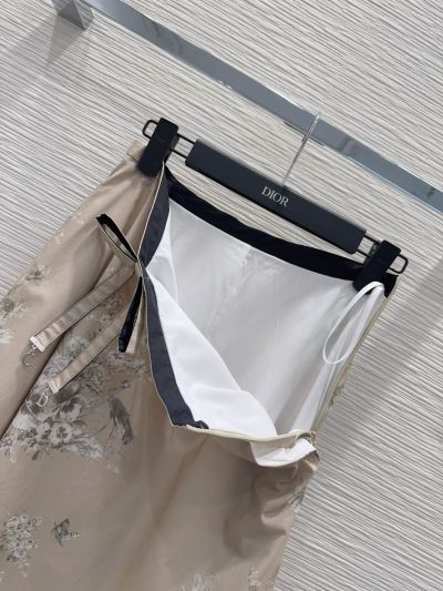 Dior A-Line Belted Skirt in Beige