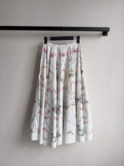 Dior A-Line Floral Skirt in Multicolor