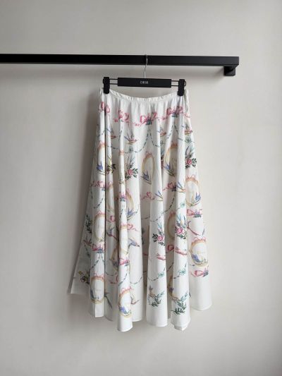 Dior A-Line Floral Skirt in Multicolor