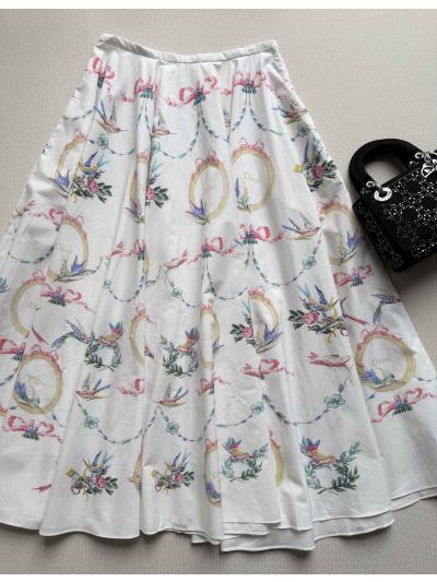 Dior A-Line Floral Skirt in Multicolor