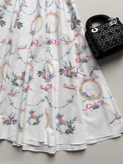 Dior A-Line Floral Skirt in Multicolor