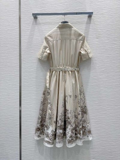 Dior Belted Button-Front Dress in Beige