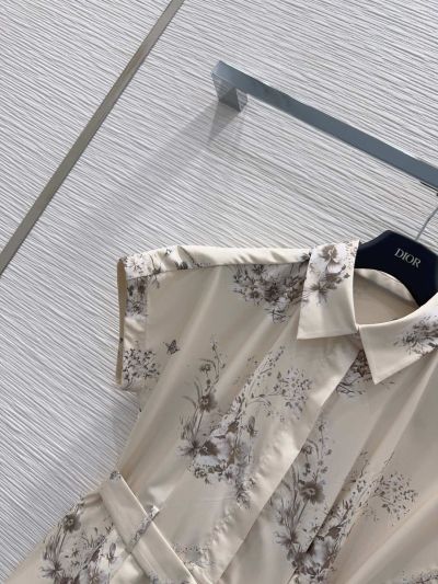 Dior Belted Floral Dress in White