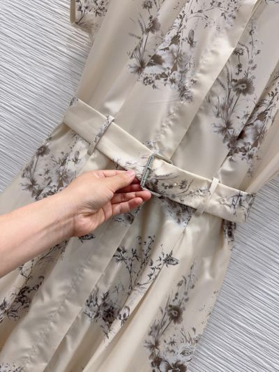 Dior Belted Floral Dress in White