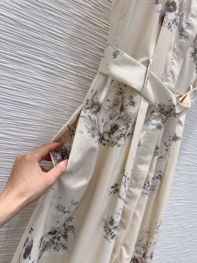 Dior Belted Floral Dress in White