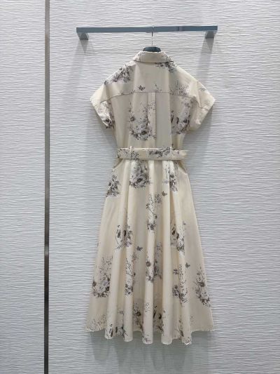 Dior Belted Floral Dress in White