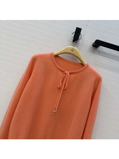 Dior Bow Cashmere Sweater in Orange