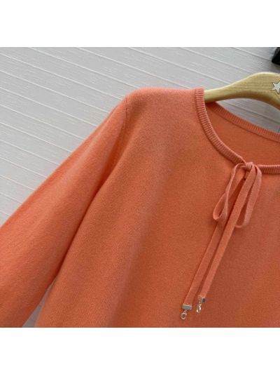 Dior Bow Cashmere Sweater in Orange