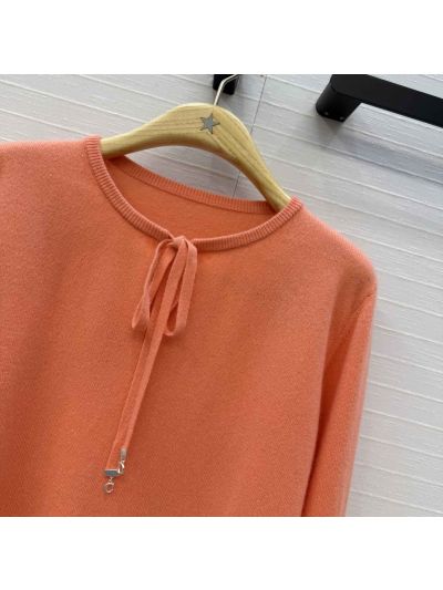 Dior Bow Cashmere Sweater in Orange