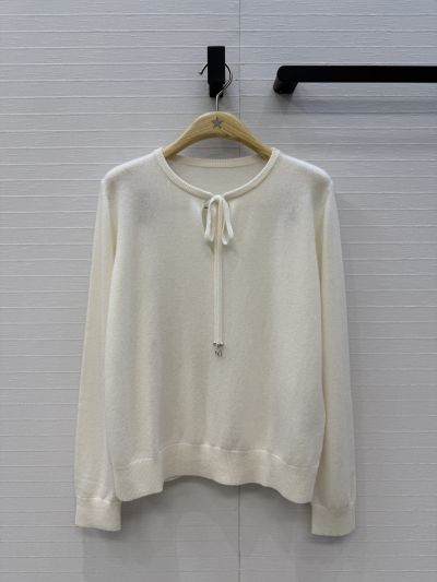 Dior Bow Cashmere Sweater in White