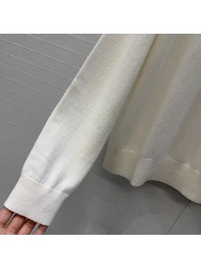 Dior Bow Cashmere Sweater in White