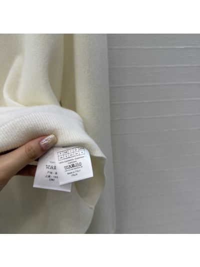 Dior Bow Cashmere Sweater in White