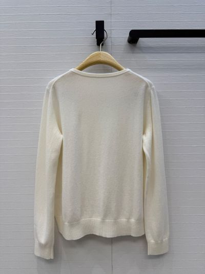 Dior Bow Cashmere Sweater in White