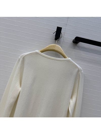 Dior Bow Cashmere Sweater in White