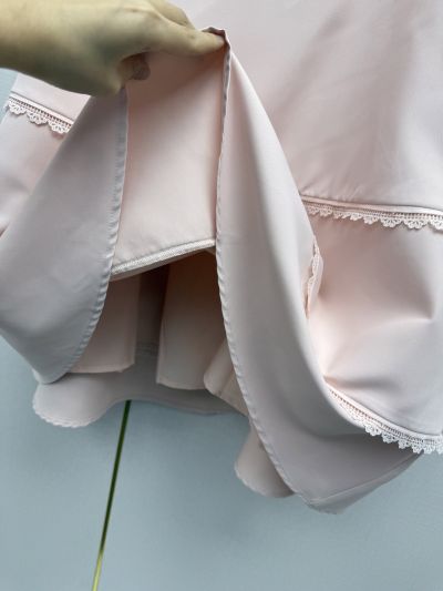 Dior Bow Contrast-Trim Skirt in Light Pink