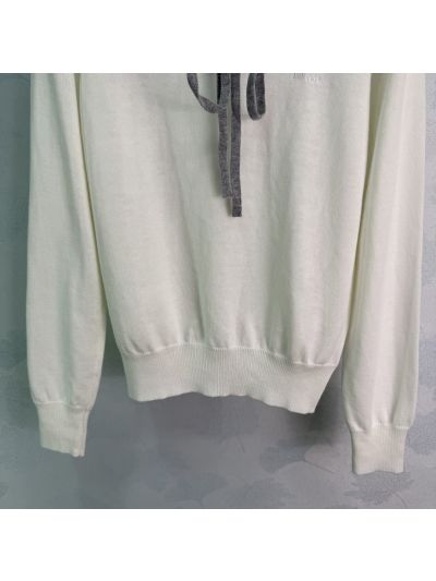 Dior Bow Denim Sweater in White