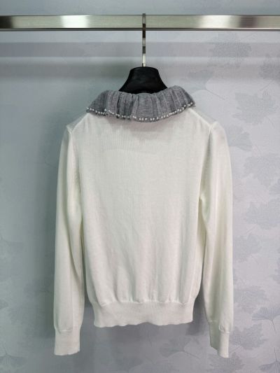 Dior Bow Denim Sweater in White