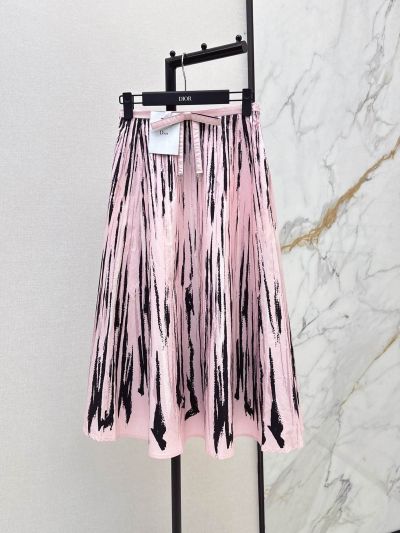 Dior Bow Pleated Skirt in Pink