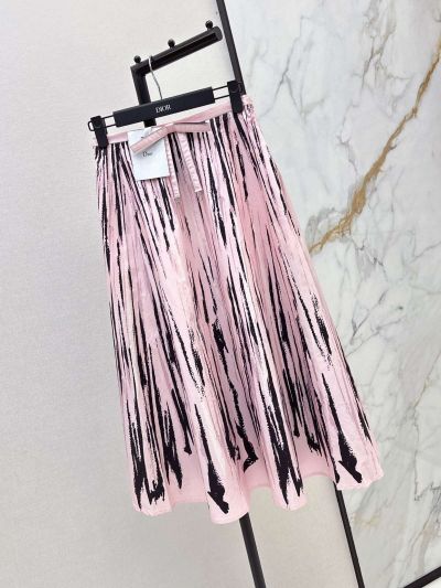 Dior Bow Pleated Skirt in Pink
