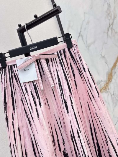 Dior Bow Pleated Skirt in Pink