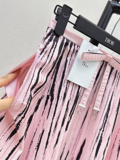Dior Bow Pleated Skirt in Pink