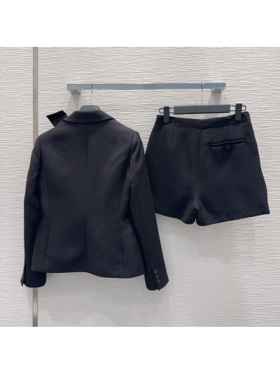Dior Button-Front Bow Set in Navy