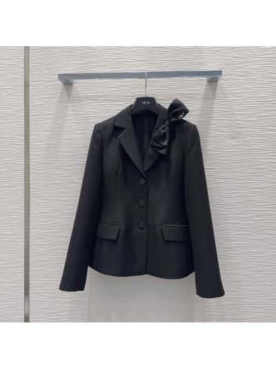 Dior Button-Front Bow Set in Navy