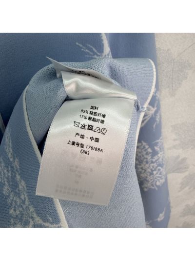 Dior Button-Front Contrast-Trim Jacket in Light Blue