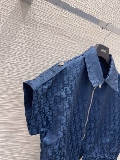 Dior Button-Front Monogram Dress in Navy