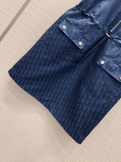 Dior Button-Front Monogram Dress in Navy