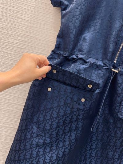 Dior Button-Front Monogram Dress in Navy